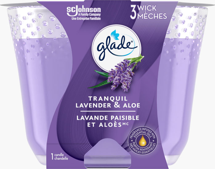 Glade® Chandelle à trois mèches - Lavande Paisible et Aloès