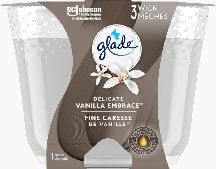 Glade® Chandelle à trois mèches - Fine caresse de vanille