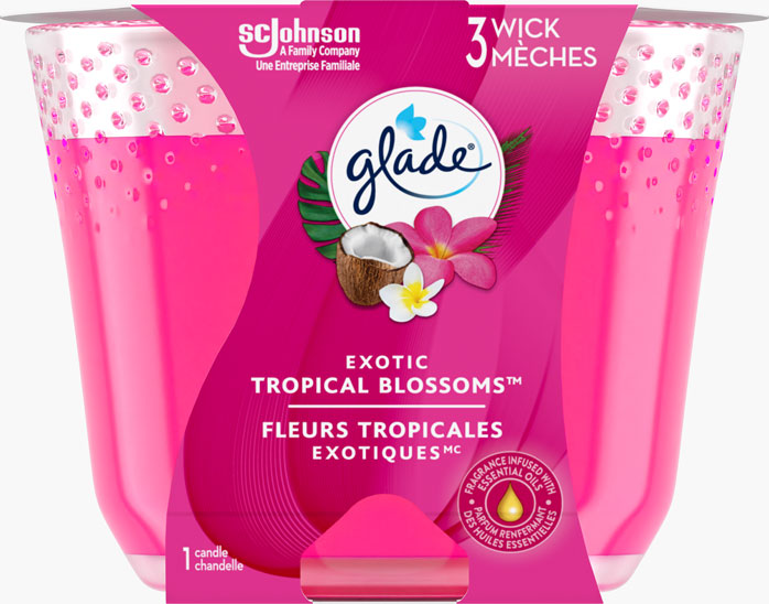 Glade® Chandelle à trois mèches - Fleurs tropicales exotiques