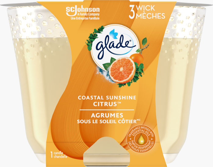 Glade® chandelle à trois mèches - Agrumes sous le soleil côtier