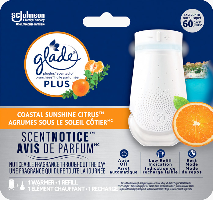 Glade Branchées® Huile parfumée Plus nécessaire de départ - Agrumes sous le soleil côtier