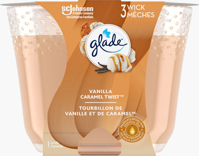 Glade® Chandelle à trois mèches - Tourbillon de vanille et de caramel