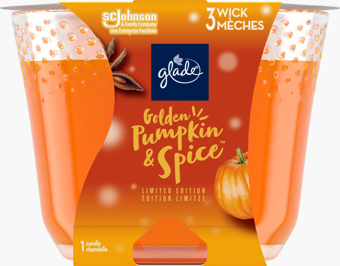 Glade® chandelle d`automne à trois mèches - Golden Pumpkin & Spice™