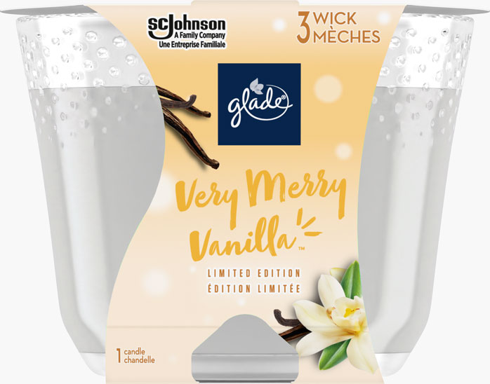 Glade® des Fêtes chandelle  à trois mèches  - Very Merry Vanilla™