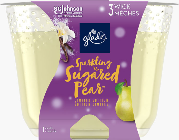 Glade® des Fêtes chandelle  à trois mèches - Sparkling Sugared Pear™