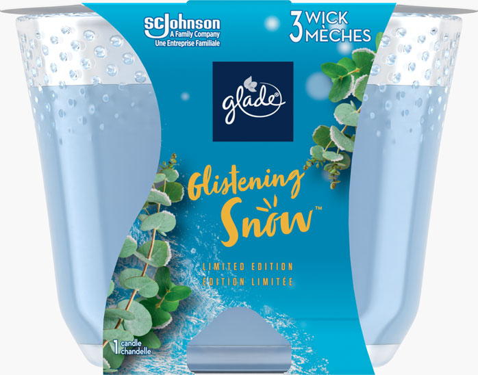 Glade® des Fêtes chandelle  à trois mèches  - Glistening Snow™